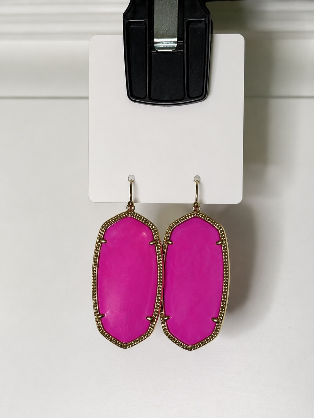 Kendra Scott Hot Pink Gold-Trim Elle Drop Earrings